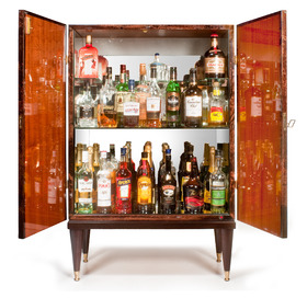 Aldo Tura rare Mid-20th Century Italian Veneered Goat Hide, Cocktail Cabinet/bar