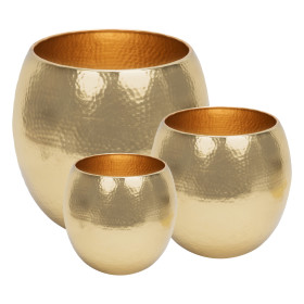 Beaten Gold Plant Pots  Set Of 3
