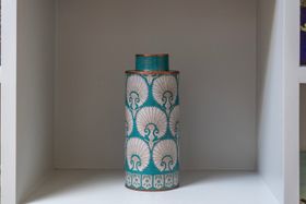 Cloisonné tea box tall eye Turquoise Turkmen by Fabienne Jouvin
