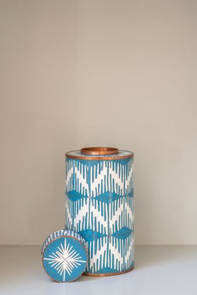 Large cloisonné tea jar serene blue