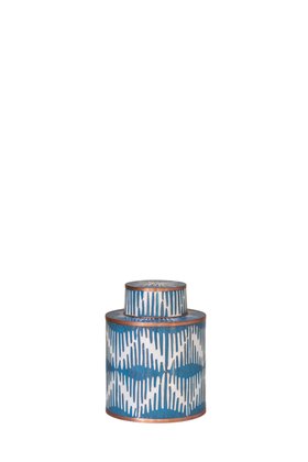 Short cloisonné tea jar serene blue