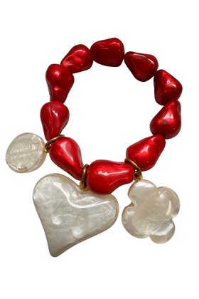 Bracelet "Heart" Yannick coral and mother of pearl