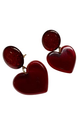 Heart red love earring