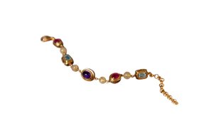 Gold, Ruby, Blue topaz, Amethyst and Rutile quartz bracelet with enamelware