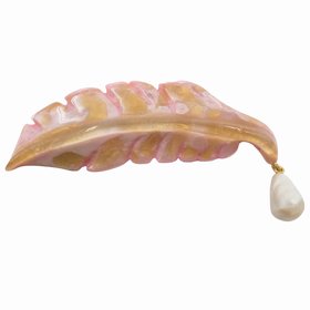 "Feather drop" brooch pink by Dominique Denaive