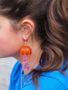 Leopard Lamp Shade Earrings -Iridescent Interior Curve for Tatty Devine