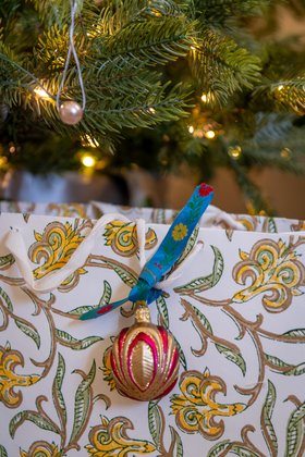 Block Printed Gift Bags (large)- Sunshine yellow