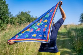 Vintage triangle 'fish' silk scarf