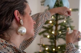 Giant pearl earrings