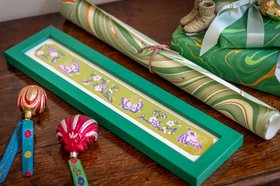 Framed Antique French Silk Ribbon Flowers Butterflies Jacquard Textile Archive