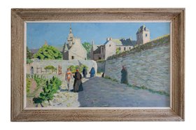 Vintage Oil Painting of Roscoff, Brittany, France