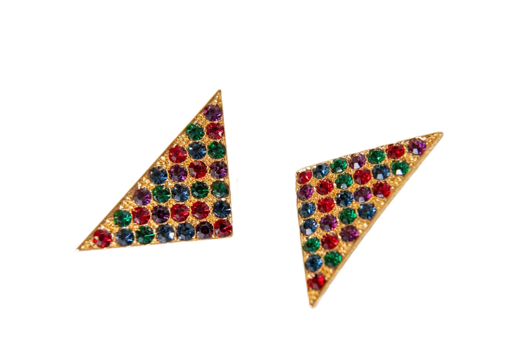 Eighties crystal triangle clip on earrings
