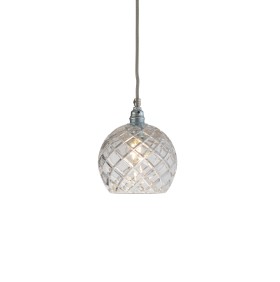 SUSPENSION, MEDIUM CHECK, CRYSTAL ROWAN 15,5, TRANSPARENT, ARGENT, Ø15CM, H15CM - EBB AND FLOW