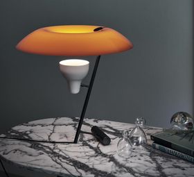 LAMPE À POSER, MODEL 548, ORANGE, LAITON NOIR, LED, 2700K, 730LM, Ø50CM, H50CM - ASTEP