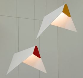 SUSPENSION, GRANDE MOBULA, BLANC ET ORANGE, L28,2CM, H77CM - DESIGNHEURE