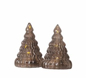 ARBRE DE NOËL, LUMINEUX, LUCY SET 2 PIÈCES, CHÊNE FONCÉ, LED, Ø6,5CM, H9CM - SIRIUS