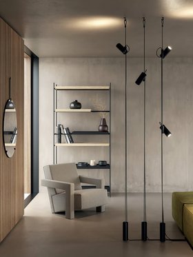 Lampadaire suspendu, Cima, noir, argent, Ø6cm, H34cm - Lodes