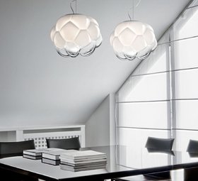 Suspension, Cloudy F21, transparent, blanc, Ø40cm, H31cm - Fabbian