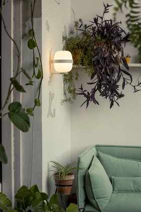 Applique murale, Wally Cestita, gris clair, IP54, Ø22cm, H24cm - Santa & Cole