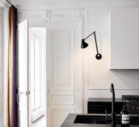 Applique murale, NJP bras long, noir, sans câble, LED, dim, 2700K, 529 lm, Ø14,9cm, H96cm - Louis Poulsen