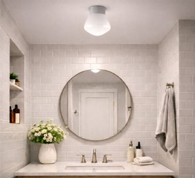 Applique murale de salle de bain, IP54, Glass 023, blanc, Ø18cm, H20,4cm- Zangra