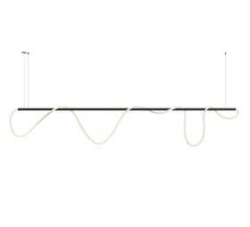 Suspension, Kaa Line, Tube noir de 1m, Tube LED de 1,5m, noir, IP40, LED, 2700K, 1950 lm, L100cm, H3cm - Beneito Faure