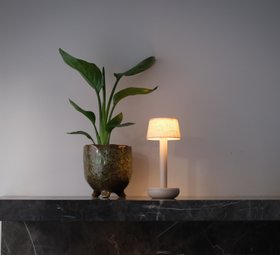 Lampe, Baladeuse, Two, Beige, abat-jour lin beige, IP65, LED, dim, 2500K, 50 lm, Ø8,8cm, H21,2cm - Humble