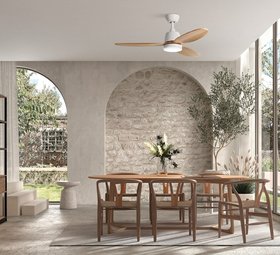 Ventilateur lumineux, Sydney, été/hiver, blanc mat, naturel,  LED, dim, 3000 / 4000 / 6000K, 2400 lm, Ø119,4cm, H47,5cm - MDC