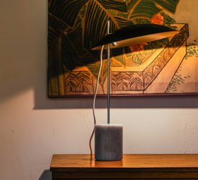 LAMPE À POSER, CLAM, NOIR SATINÉ, LED, 3000K, 450 LM, Ø25CM, H40CM - BROSSIER SADERNE