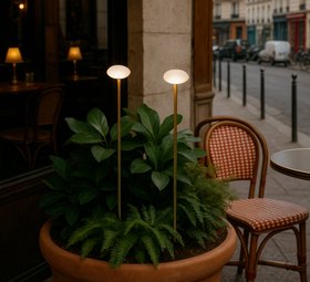 BORNE D'EXTÉRIEUR À PLANTER, REED 30 OVAL 60, IP67, CHAMPAGNE, 3000K, 48 LM, Ø6CM, H55.4CM - LODES