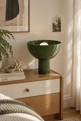 LAMPE À POSER, COUPO, VERT FORÊT BRILLANT, Ø29CM, H25CM - NEDGIS X OUSTAO