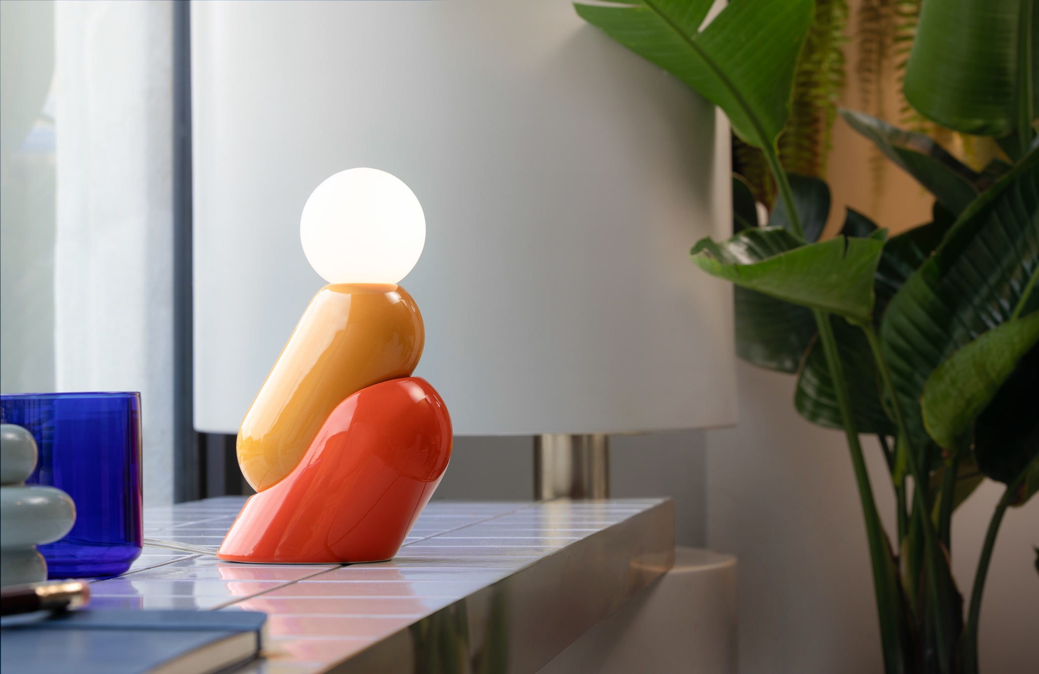 Lampe à poser, Tata C2820, orange et jaune, L8,6cm, H22,2cm - Ferroluce