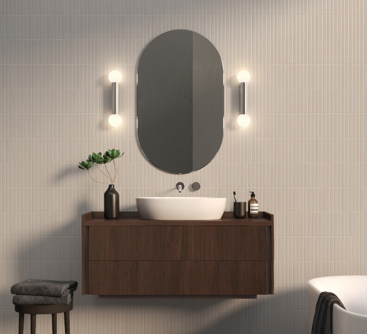 Applique de salle de bain, Ortona Twin, chrome poli, IP44, L9cm, H38,5cm - Astro