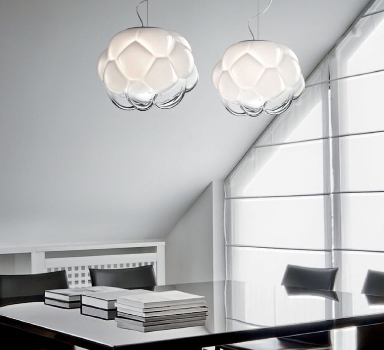 Suspension, Cloudy F21, transparent, blanc, Ø40cm, H31cm - Fabbian