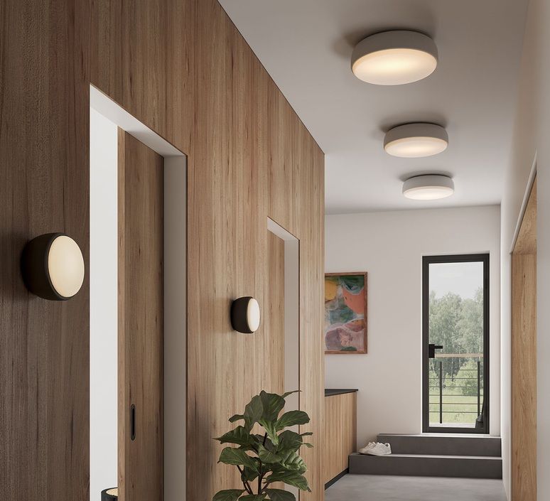 Applique ou plafonnier, Over me, bleu poussiéreux, IP44, Ø50cm, H14cm - Northern