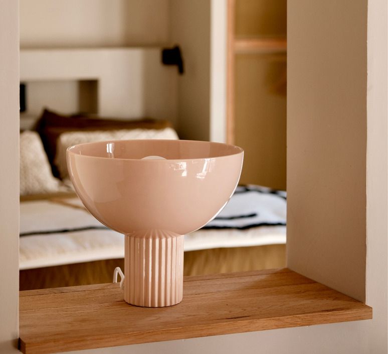 Lampe à poser, Coupo, Poudrée brillant, Ø29cm, H25cm - Oustao