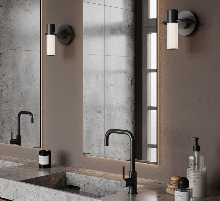 Applique murale, Storm, graphite satiné, IP44, 3000K, 470lm, Ø15,5cm, H19cm - Cvl