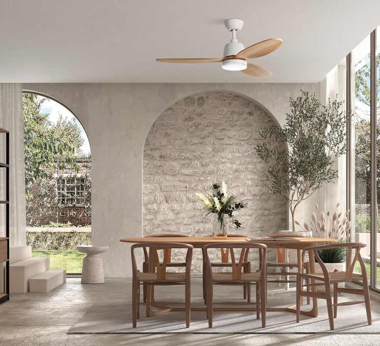 Ventilateur lumineux, Sydney, été/hiver, blanc mat, naturel,  LED, dim, 3000 / 4000 / 6000K, 2400 lm, Ø119,4cm, H47,5cm - MDC