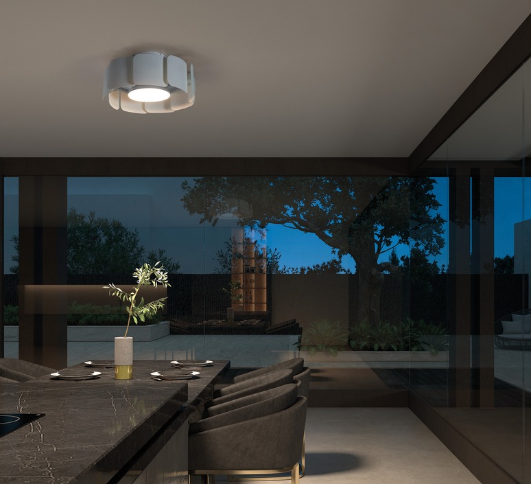Ventilateur lumineux, Venti Snail, été/hiver, blanc,  LED, dim, 3000 / 4000 / 6000K, 2000 lm, Ø42cm, H19cm - MDC