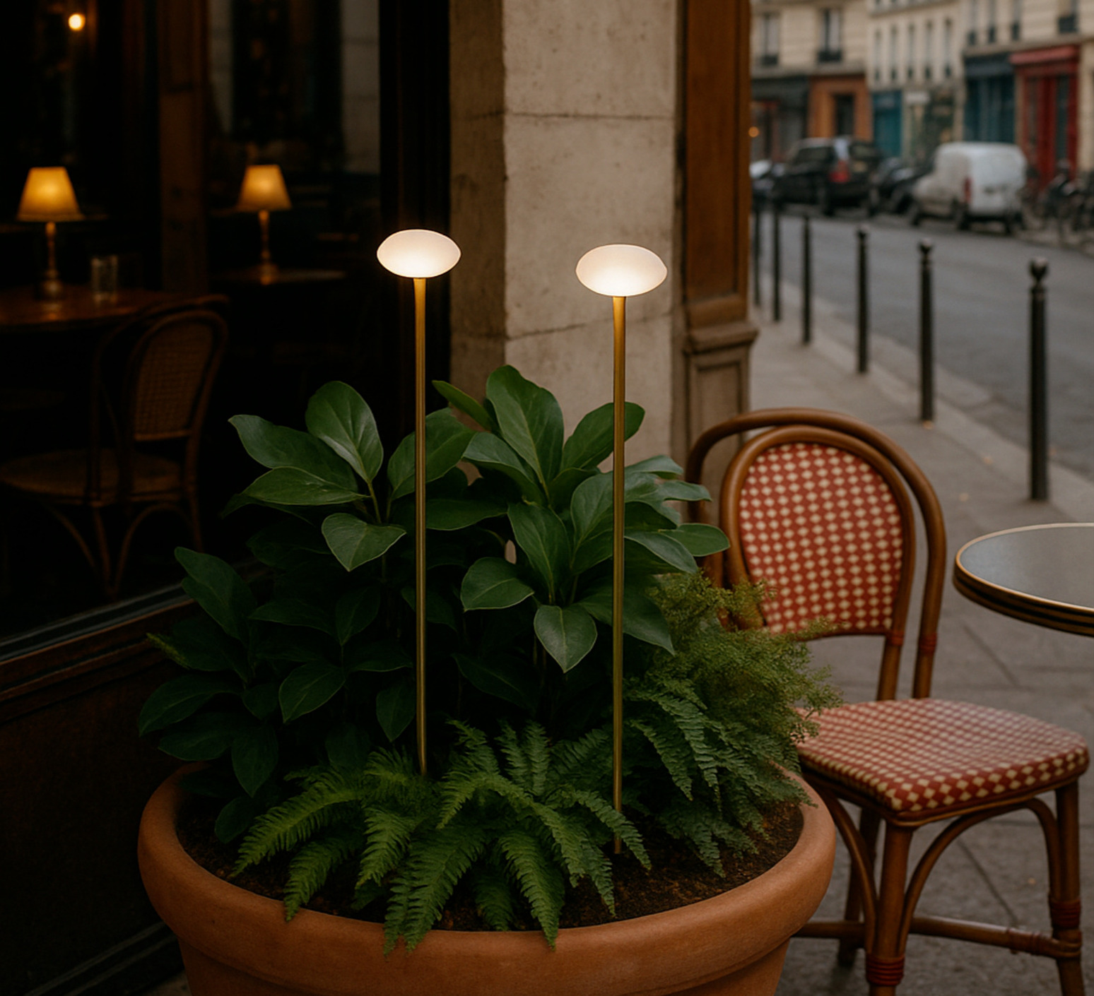 BORNE D'EXTÉRIEUR À PLANTER, REED 30 OVAL 60, IP67, CHAMPAGNE, 3000K, 48 LM, Ø6CM, H55.4CM - LODES