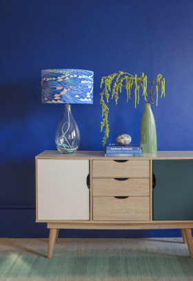 Blue Jay Wing lamp on Jade Flex