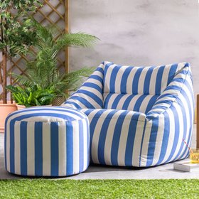 icon Natalia Stripe Soft Woven Kyoto Armchair Bean Bag - Cobalt Blue