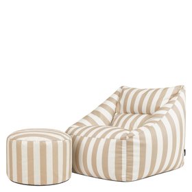 icon Natalia Stripe Soft Woven Kyoto Armchair Bean Bag - Natural Taupe