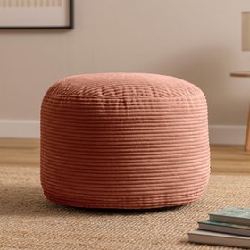 icon Milano Round Corduroy Footstool Bean Bag - Dawn Pink