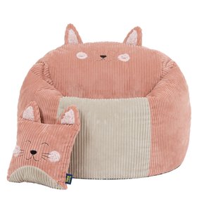 icon® Kids Cleo Cat Cord Bean Bag Chair and Cushion - Pink