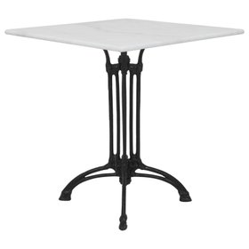 Berlin Marble Square Table White (With Cast Iron Base)