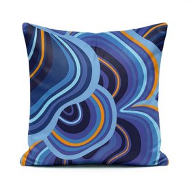 Lichen Blue Orange Cushion