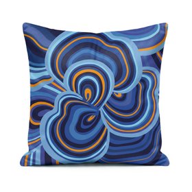 Lichen Blue Orange Cushion