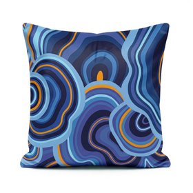 Lichen Blue Orange Cushion