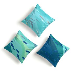 Set Of 3 Fish Dark Cushion